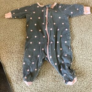 Gray and Pink Polka Dot Kids One Piece